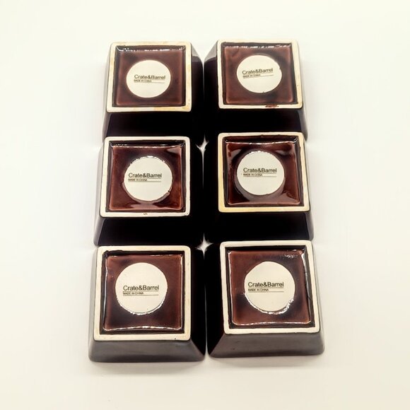 Crate & Barrel Brown Glazed Ceramic Stackable Square Dishes - Picture 6 of 7